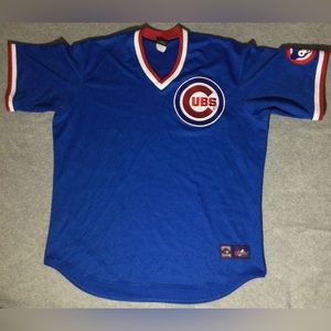 Blue Majestic Cooperstown Collection Chicago Cubs Short Sleeve Warm Up Cubbies
